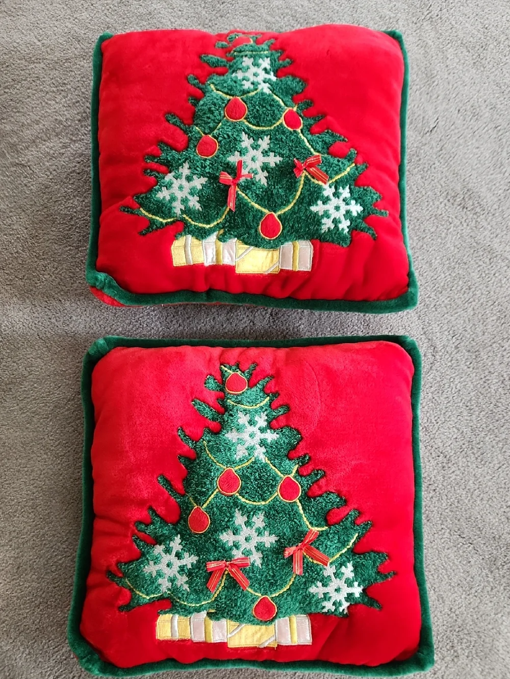 Holiday Red & Green Christmas Tree Throw Pillow - Festive Accent